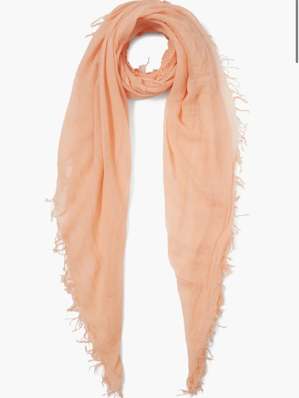 Theory Peach Featherlight Cashmere and Viscose luxurious Fringed Scarf